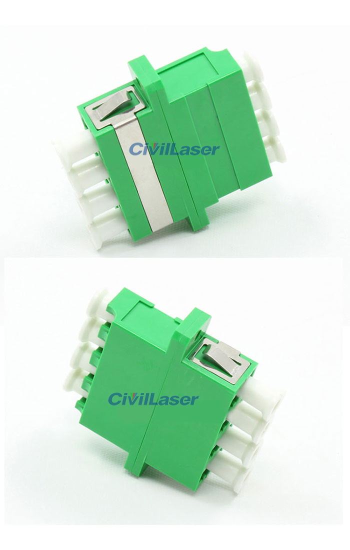 LC APC Connector Four Core Plastic 녹색 Fiber Optic Adapter